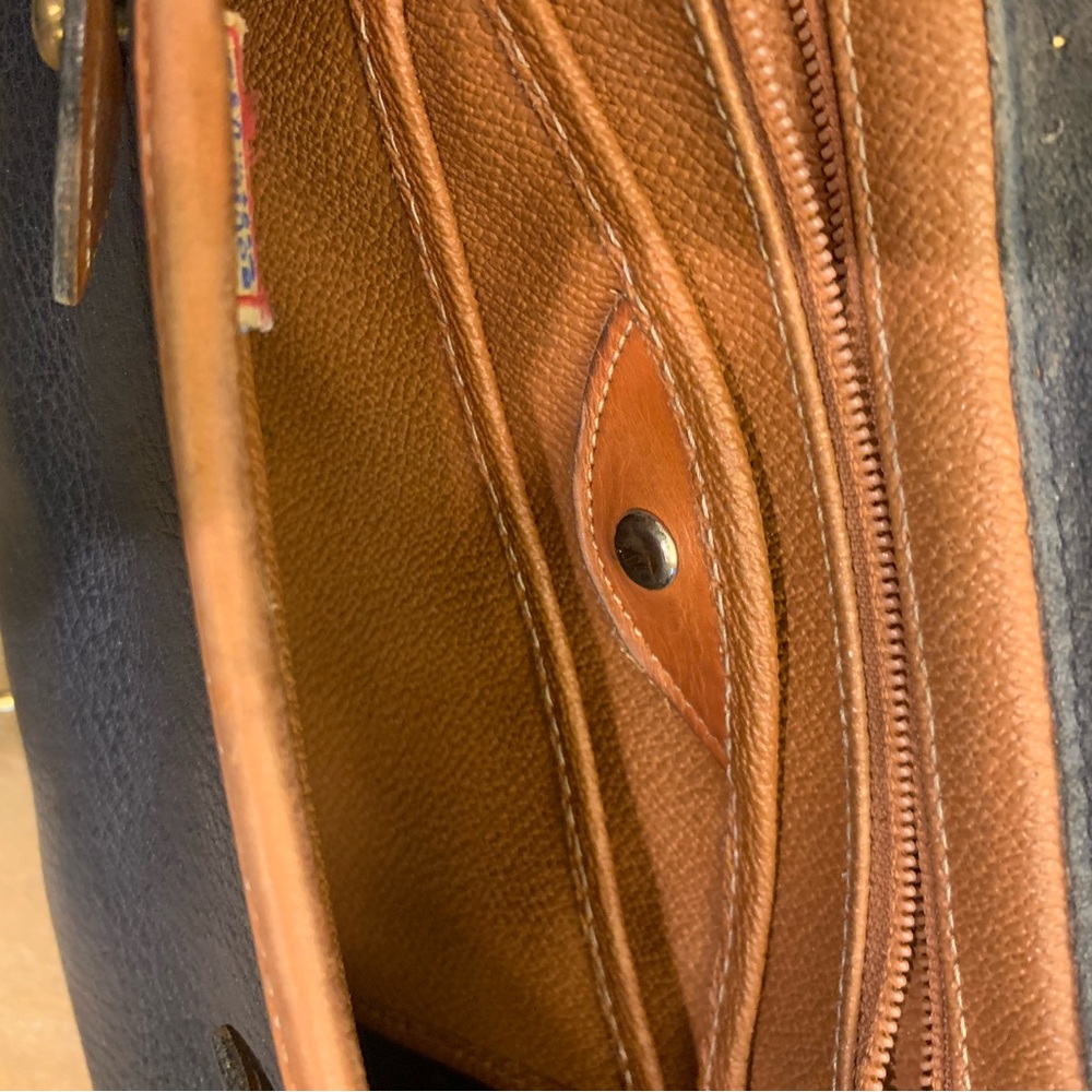 Dooney & Bourke Navy and Brown Leather Satchel - Picture 11 of 14